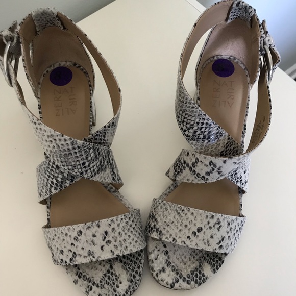 snake block heel sandals